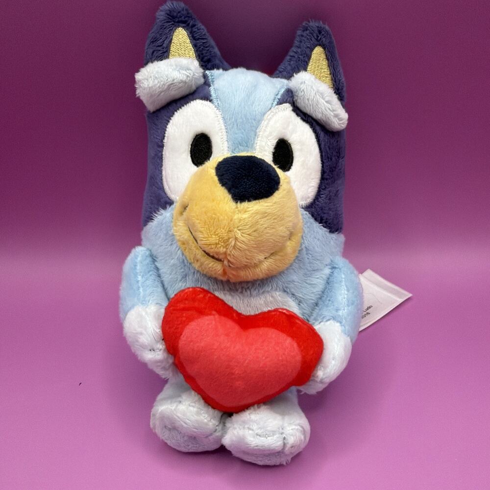 Bluey with Heart Valentine's Day 2025 Plush Backpack Clip Stuffed Animal NWT